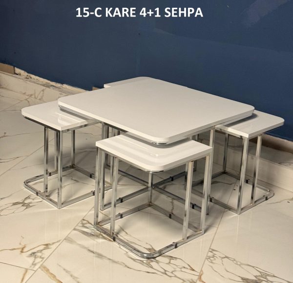KARE 4+1 ZİGON ORTA SEHPA SET - Görsel 4