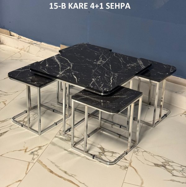 KARE 4+1 ZİGON ORTA SEHPA SET - Görsel 3